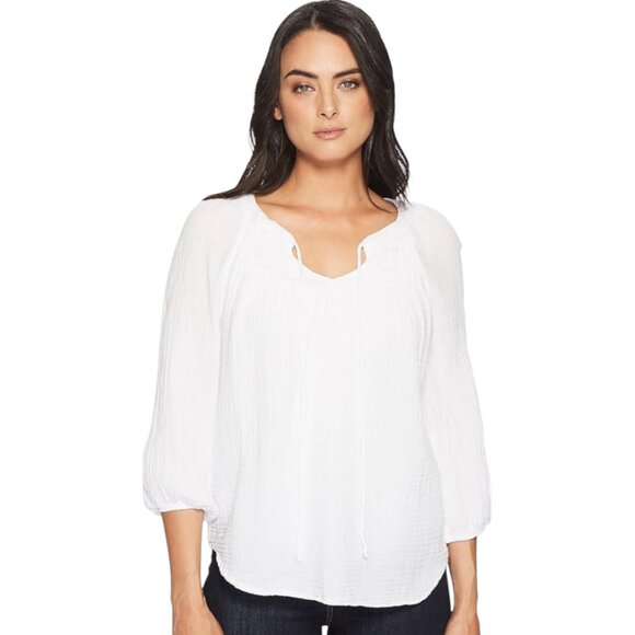 Michael Stars Women's XS Peasant Top Double Gaze 3/4 Sleeve White - NWT - Picture 1 of 7